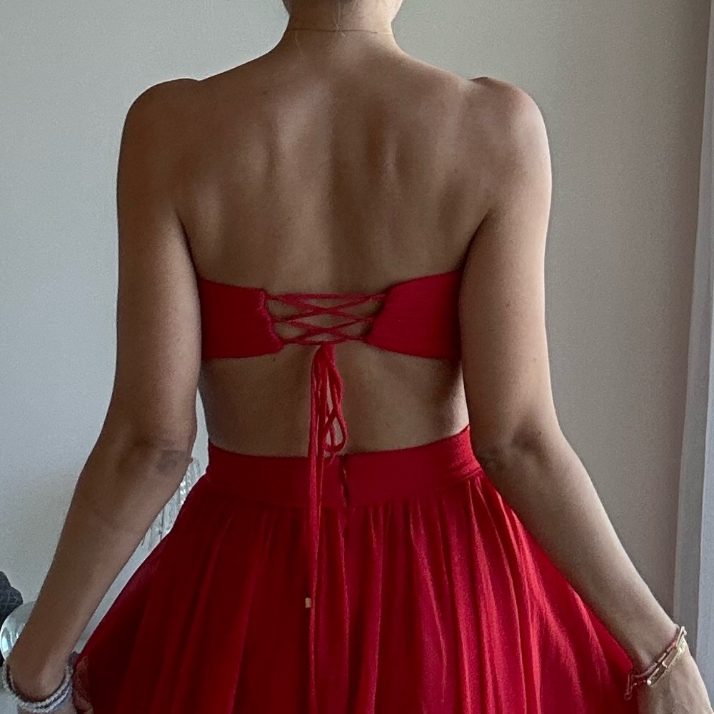 PatBO | Cut-Out  Maxi Dress - Candy Red - NWT - Small / Size 4 - Picture 6 of 10